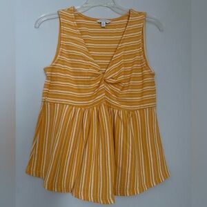 Lucky Brand Mustard and White Striped Tank Top
